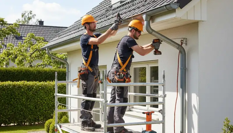 Gutter repair service in Greenville, NC for leaking and sagging gutters on a home exterior