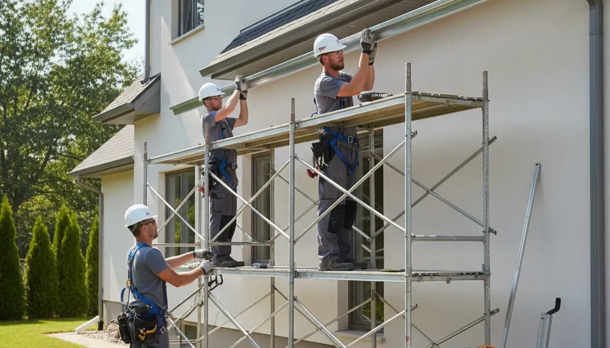 Seamless gutters installed on a Greenville, NC home to protect roofline, siding, and foundation from heavy rain