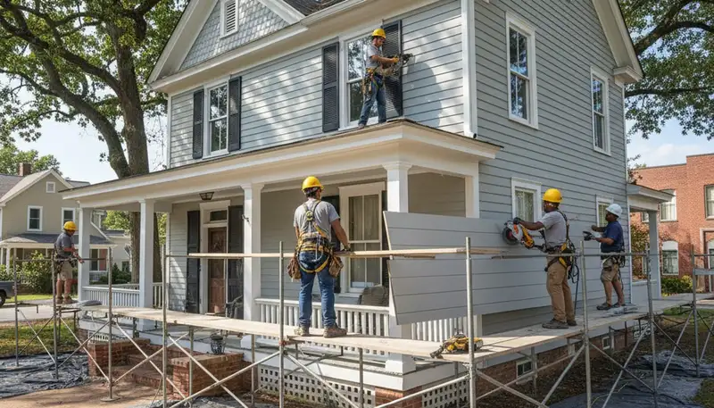 Vinyl siding installation by Greenville, NC siding contractors for homes and businesses