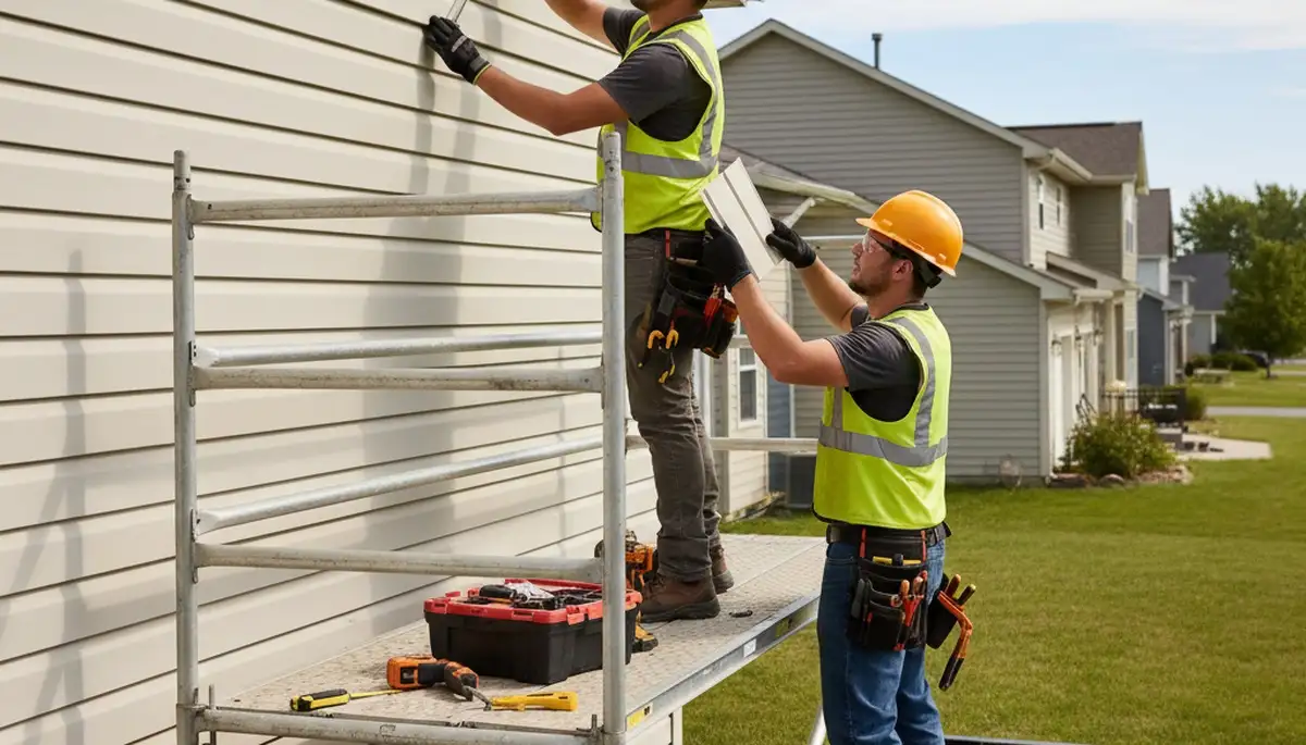 Vinyl siding repair on a Greenville, NC home by FX Remodeling & Exteriors